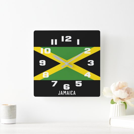 ジャマイカのジャマイカの旗の熱帯島国 スクエア壁時計 (ホーム)