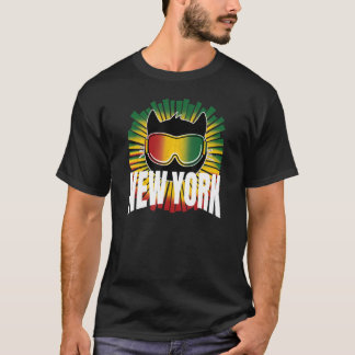 ジャマイカのスキーゴーグルをかけたニューヨークのレゲエキティーキャットN Tシャツ