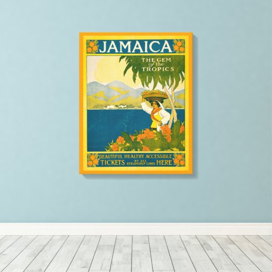 ジャマイカのヴィンテージ旅行ポスター キャンバスプリント (インサイチュ (ウッドフロア))
