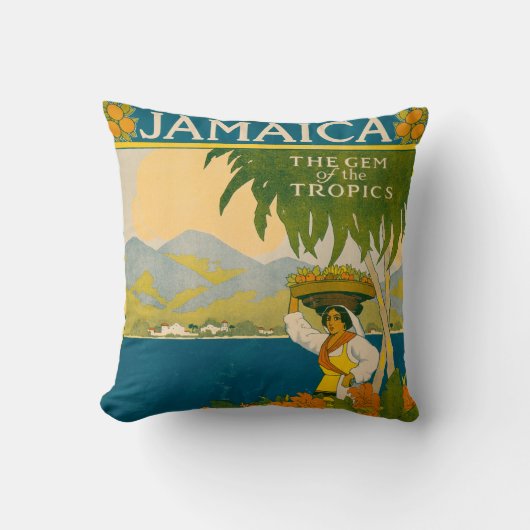 ジャマイカのヴィンテージ旅行ポスター クッション (正面)