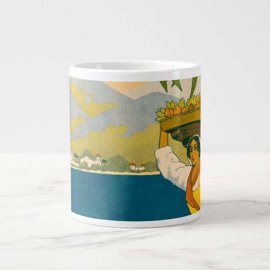 ジャマイカのヴィンテージ旅行ポスター ジャンボコーヒーマグカップ (正面)