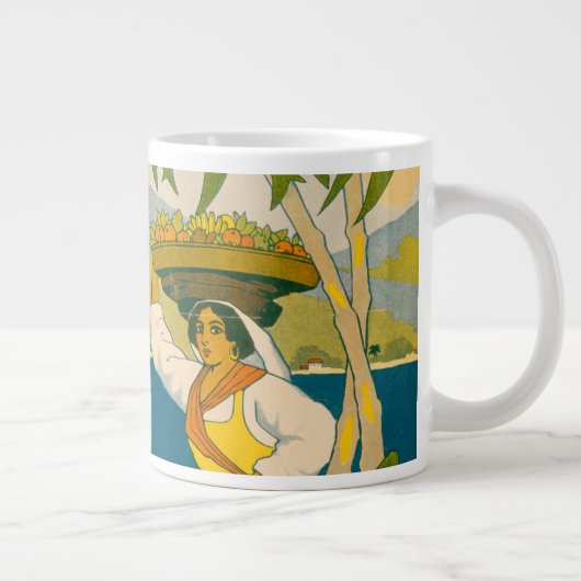 ジャマイカのヴィンテージ旅行ポスター ジャンボコーヒーマグカップ (右)