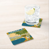 ジャマイカのヴィンテージ旅行ポスター スクエアペーパーコースター (インサイチュ)