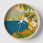 ジャマイカのヴィンテージ旅行ポスター 壁時計 (正面)