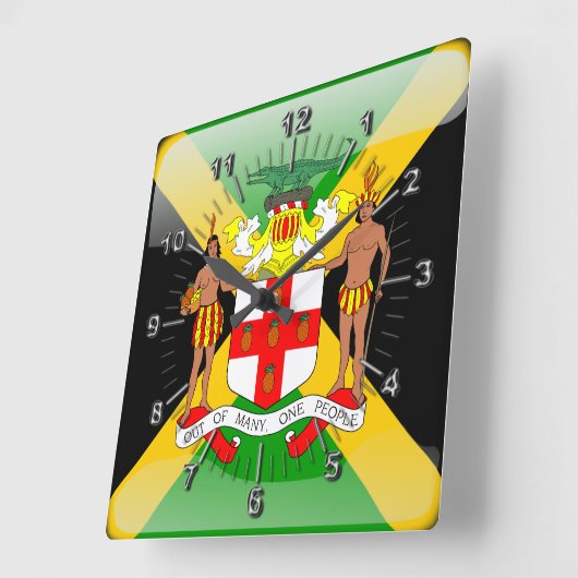 ジャマイカの光沢のある旗 スクエア壁時計 (傾斜)