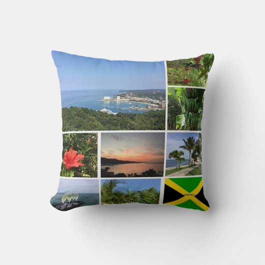 ジャマイカの写真コラージュ クッション (正面)