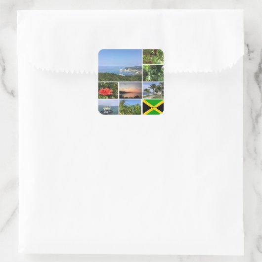 ジャマイカの写真コラージュ スクエアシール (バッグ)