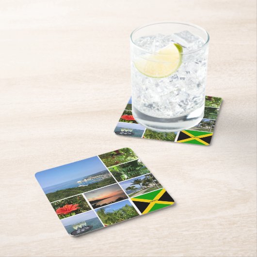 ジャマイカの写真コラージュ スクエアペーパーコースター (インサイチュ)