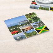 ジャマイカの写真コラージュ スクエアペーパーコースター (アングル)