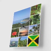 ジャマイカの写真コラージュ スクエア壁時計 (傾斜)