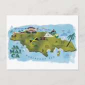 ジャマイカの図解入りの、写真付きの地図 ポストカード (正面)