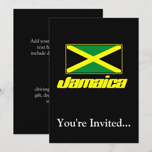 ジャマイカの国旗がプリントされた黒 招待状 (正面/裏面)
