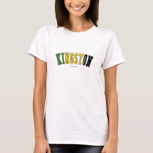 ジャマイカの国旗色のキングストン Tシャツ (正面)