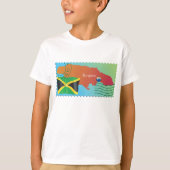 ジャマイカの地図の郵便切手スタイル Tシャツ (正面)