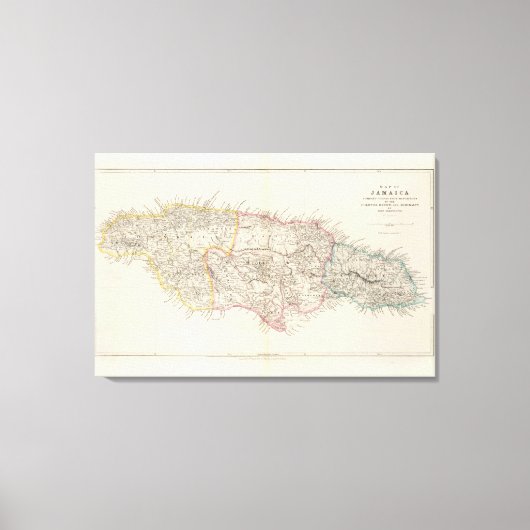 ジャマイカの地図 キャンバスプリント (正面)