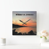 ジャマイカの夕日 スクエア壁時計 (ホーム)