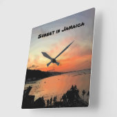 ジャマイカの夕日 スクエア壁時計 (傾斜)