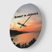 ジャマイカの夕日 ラージ壁時計 (傾斜)