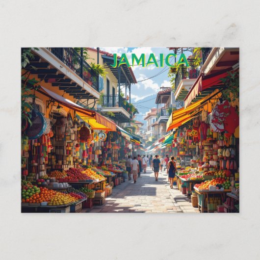 ジャマイカの市場 ポストカード (正面)