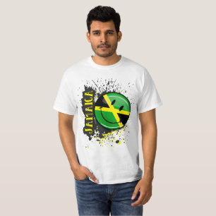 ジャマイカの微笑の旗のしぶき Tシャツ