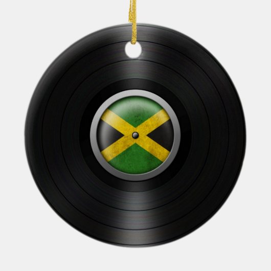 ジャマイカの旗のレコードのアルバムグラフィック セラミックオーナメント (裏面)