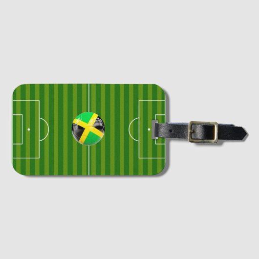 ジャマイカの旗の球が付いているサッカー競技場 ラゲッジタグ (正面横)