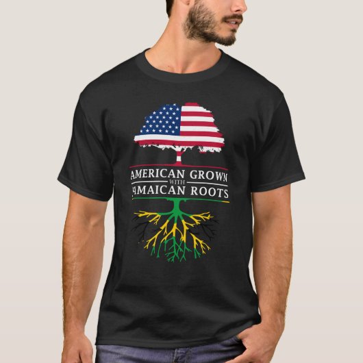 ジャマイカの根ジャマイカと育つ   アメリカ人 Tシャツ (正面)