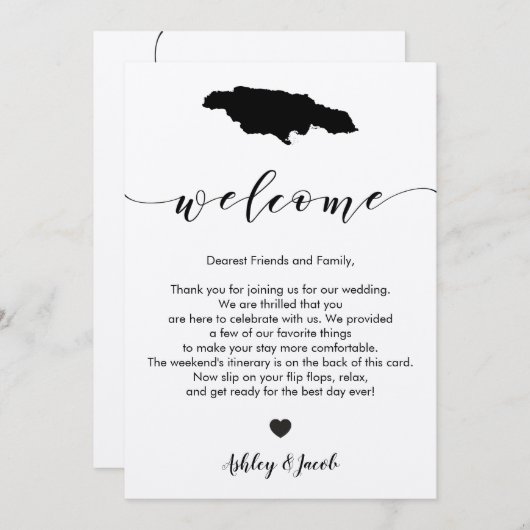 ジャマイカの結婚式の歓迎の手紙及び旅程 プログラム (正面/裏面)