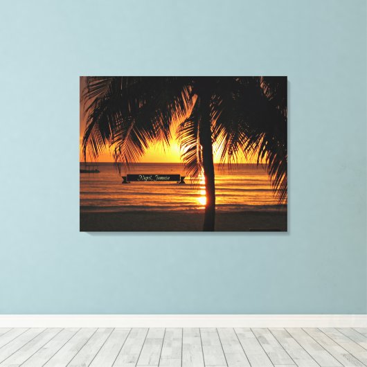 ジャマイカの美しい夕日 キャンバスプリント (インサイチュ (ウッドフロア))