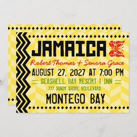 ジャマイカの行先の招待状 招待状 (正面/裏面)