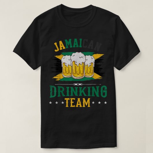 ジャマイカの飲みチームジャマイカ国旗のビール贈り物 Tシャツ (デザイン正面)