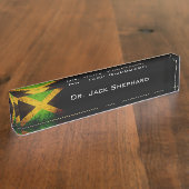 ジャマイカの黒くグランジな旗 デスクネームプレート (側面)