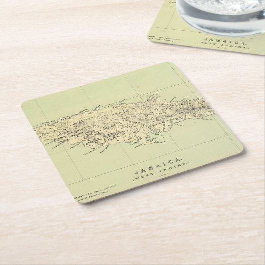 ジャマイカは地図を石版刷にしました スクエアペーパーコースター (アングル)