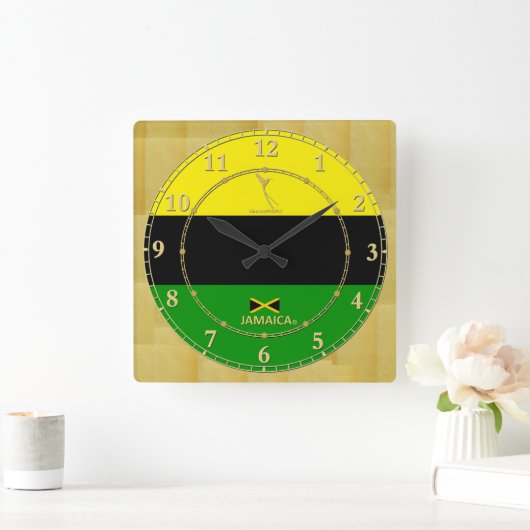 ジャマイカは金ゴールドのモダンな柱時計のギフトの販売を着色します スクエア壁時計 (ホーム)