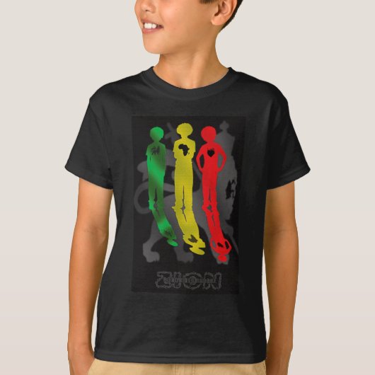 ジャマイカへのラスタのレゲエのZionのライオンアフリカ Tシャツ (正面)