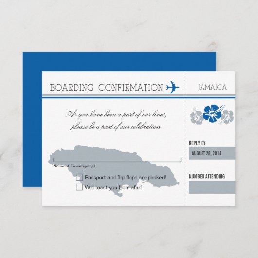 ジャマイカへの搭乗券のご案内 出欠カード (正面/裏面)