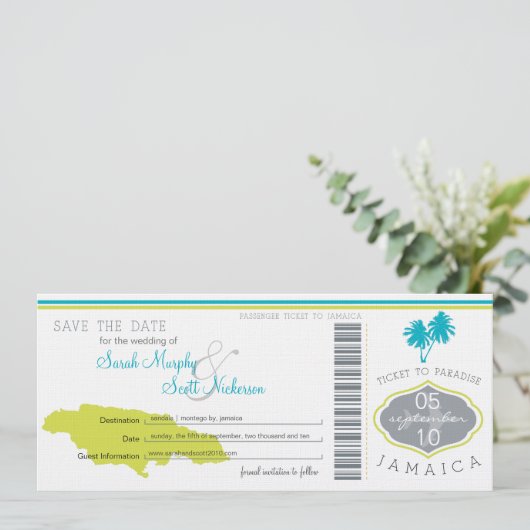 ジャマイカへの搭乗券の保存 セーブザデート (スタンド正面)