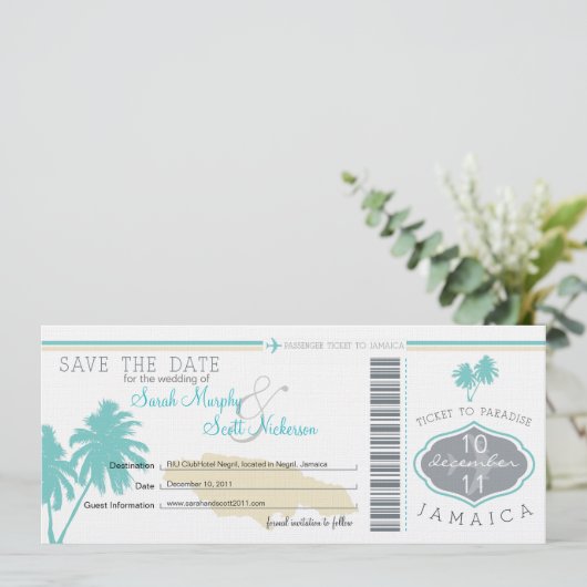 ジャマイカへの搭乗券の保存 セーブザデート (スタンド正面)