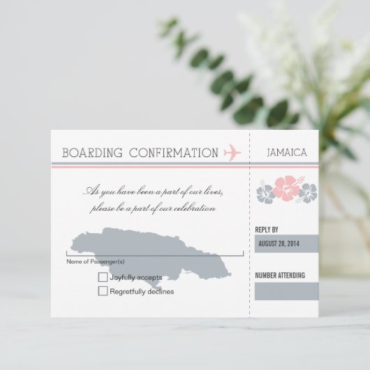 ジャマイカへの搭乗券 RSVP 出欠カード (スタンド正面)