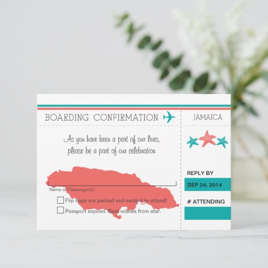 ジャマイカへのRSVPの搭乗券 出欠カード (スタンド正面)
