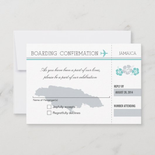 ジャマイカへのRSVPの搭乗券 出欠カード (正面)