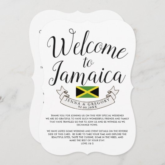 ジャマイカへようこそ | 結婚式場のカスタム 招待状 (正面/裏面)