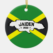 ジャマイカアイランドジャマイカ国旗のクリスマスオーナメント セラミックオーナメント (正面)