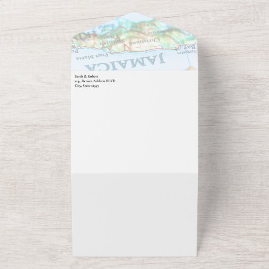 ジャマイカアイランドジャマイカ国旗の目的地の結婚式 オールインワン招待状 (外側)