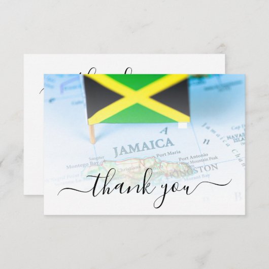 ジャマイカアイランドジャマイカ国旗の目的地の結婚式 サンキューカード (正面/裏面)