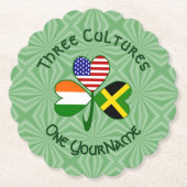 ジャマイカアイリッシュアメリカンシャムロックパーソナライズされた国旗 ペーパーコースター (正面)