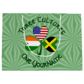 ジャマイカアイリッシュアメリカンフラッグスシャムロックあなたの名前 ラージペーパーバッグ (裏面)