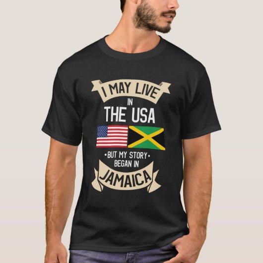 ジャマイカアメリカ国旗Usaジャマイカルーツギフト Tシャツ (正面)