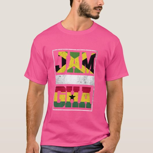ジャマイカアンドガナミックス伝統ジャマイカガーナR Tシャツ (正面)