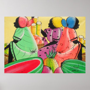 ジャマイカウィメンズインフルーツマーケットD Roberts Canvas Pr ポスター